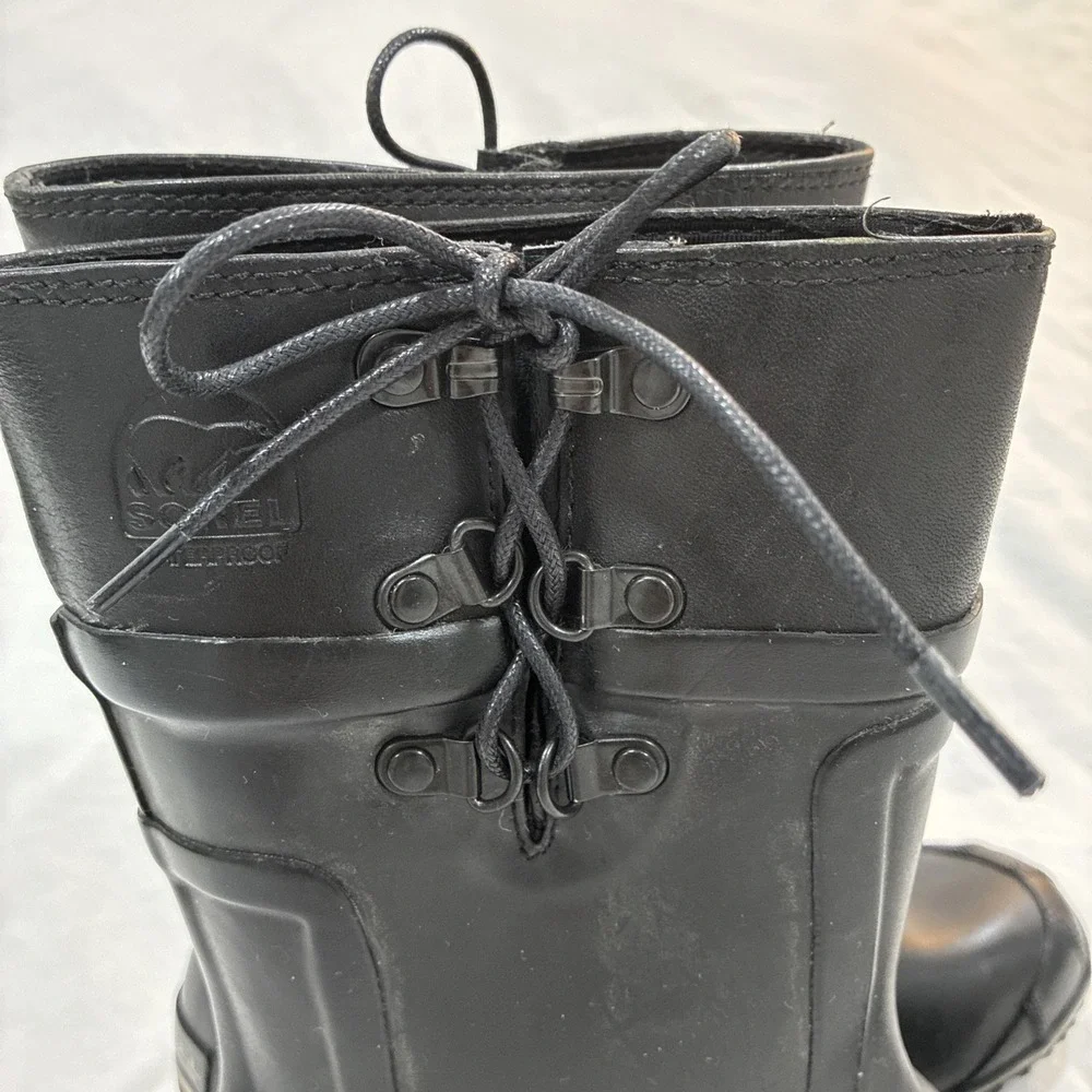 Sorel‎ Rain Boots Womens Size 6.5 1973 Waterproof Black Rubber